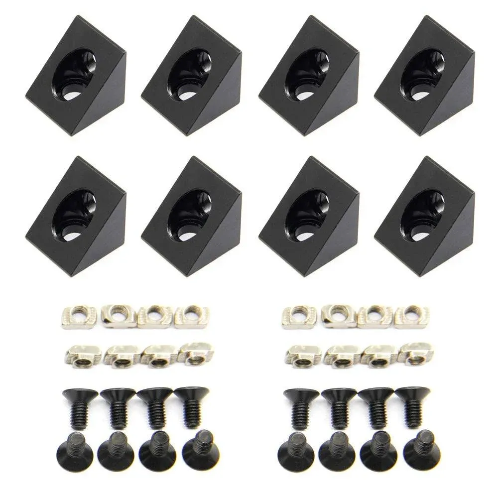 8PCS Black Angle Sharp Corner Bracket Connector for 6mm Slot Aluminum Extrusi...