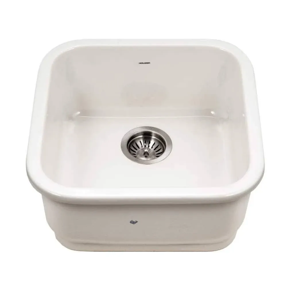 Houzer Platus Biscuit Fireclay 19 in. Undermount Bar Sink PTB-1919