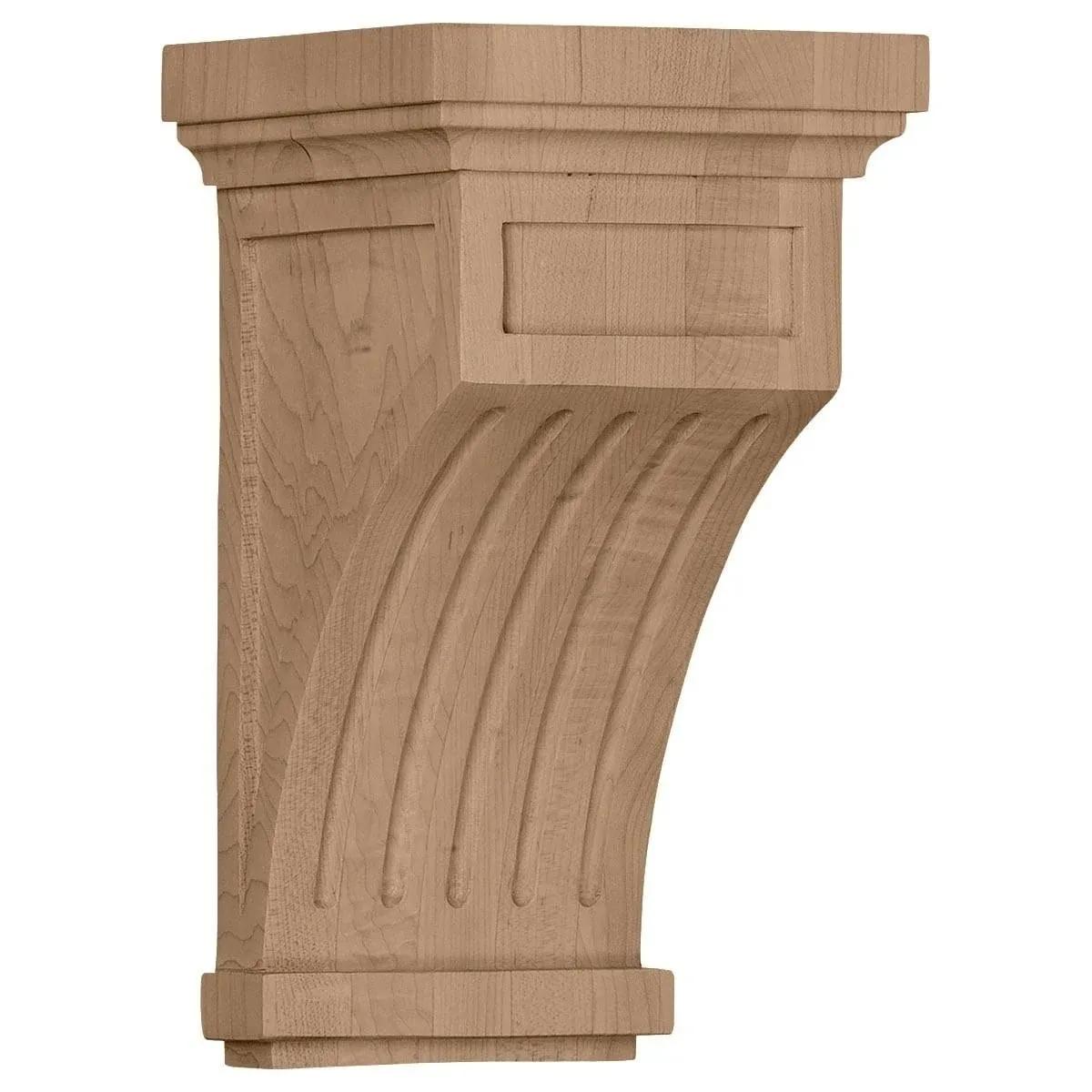 5 1/2"W x 5 1/2"D x 10"H Fluted Corbel, Rubberwood