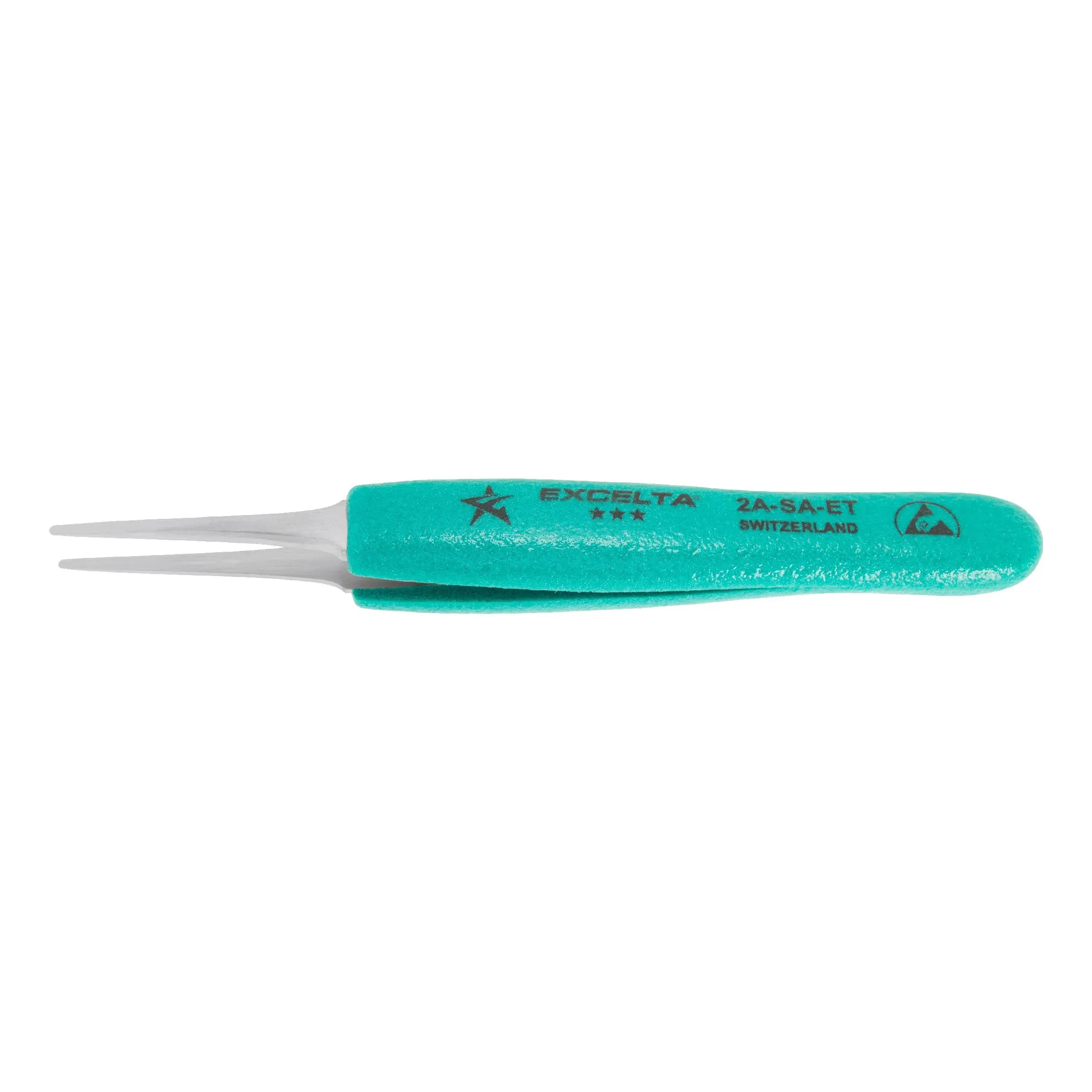 Excelta 2A-SA-ET ESD-Safe Ergo-Tweez Cushion Grip Tweezers With Tapered Tips, 3 Star, 5-1/4&quot;