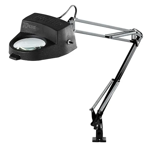 Electrix 7268 BLACK Magnifier Lamp, Incandescent, Clamp-on Mounting, 3-Diopter,