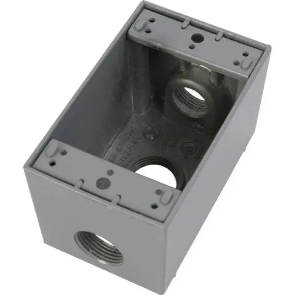 BOX DEEP 1G THREE 3/4 HOLES -GRAY