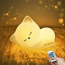 YOTOZU Cat Lamp Kitty Night Light, USB Rechargeable Cute Cat Night Ligh with Touch Sensor and Remote Control 4 Modes 16 Colors Kid Night Light for Kids Christmas Gifts