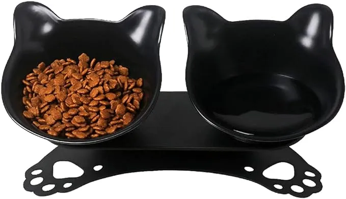 Elevated Cat Bowlsdouble Cat Dog Bowls15tilted Raised Cat Bowlscat Food Bowls Pr