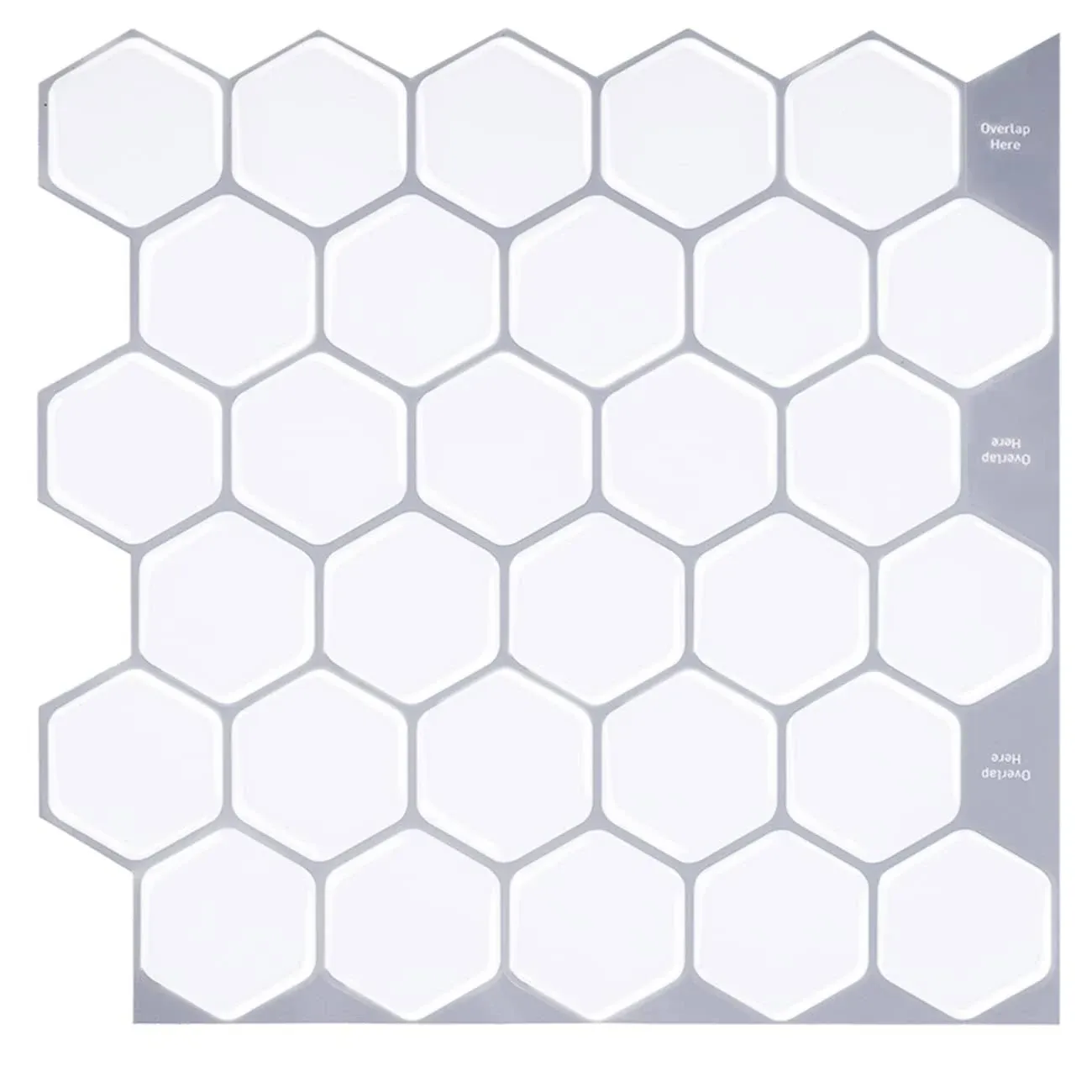 12inch White Hexagon Tile 3D Self Adhesive Wall Tiles Stick For Kitchen Bathroom