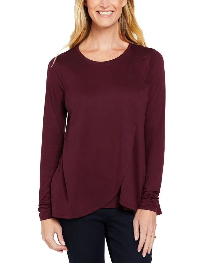 Motherhood Maternity Small Pull Over Long Sleeve Nursing Tee in Wine