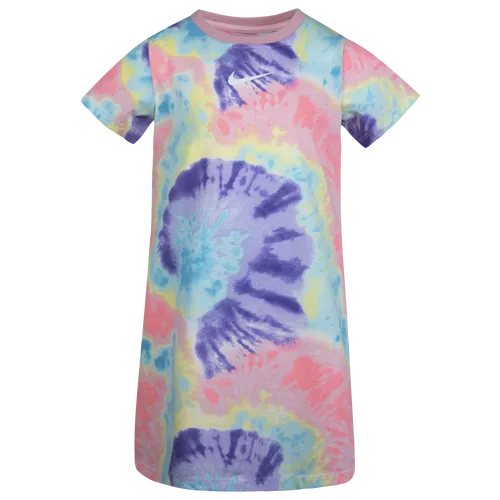 Girls Preschool Nike Nike Tie Dye T-Shirt Dress - Girls' Preschool White/Purple Size 6