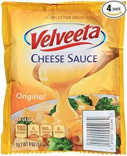 Velveeta Original Cheese Sauce Pouches, 24 ct Pack, 4 Boxes of 6 Pouches