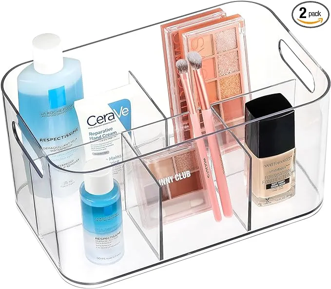 AOZITA 5-Compartment Clear Plastic Bin