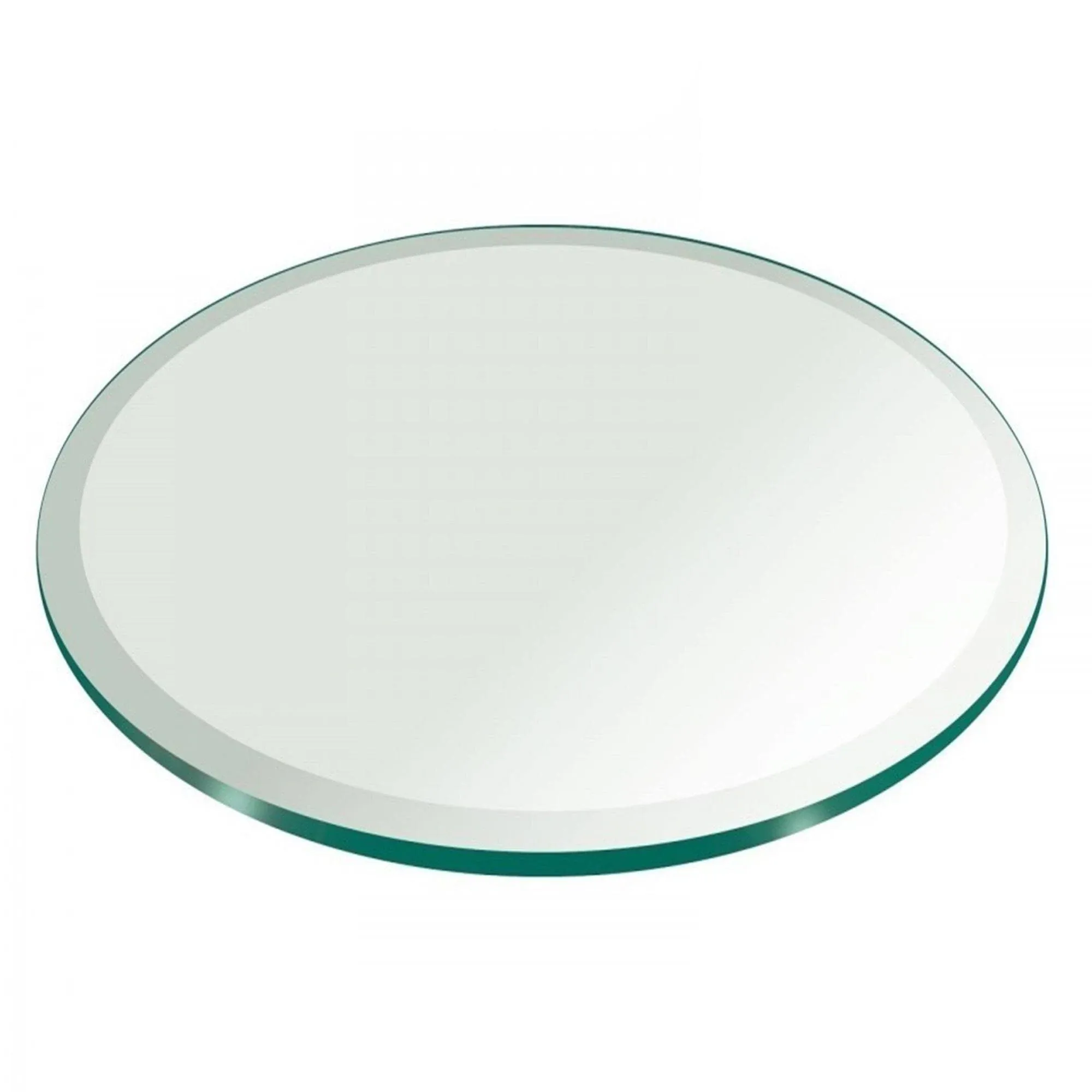 Round Glass Table Top Thick Tempered Beveled Edge by Fab Glass and Mirror