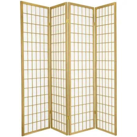 Oriental Furniture 6' Tall 4 Panel Window Pane Special Edition Gold