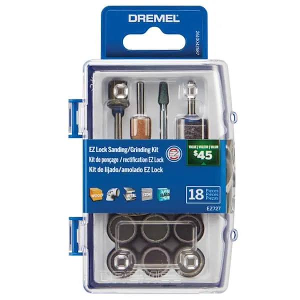 Dremel EZ727-01 EZ Lock Sanding & Grinding Rotary Tool Accessories Kit, 18-Piece Assorted Set - Perfect for Detail Sanding and Sharpening