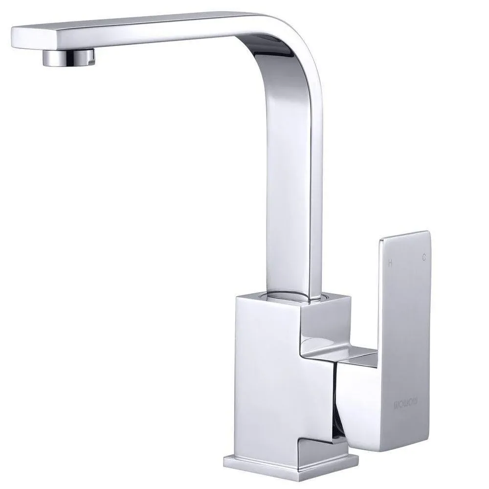 WOWOW Single-Handle Deck Mount Stainless Steel Bar Faucet with Hot and Cold Dual ...