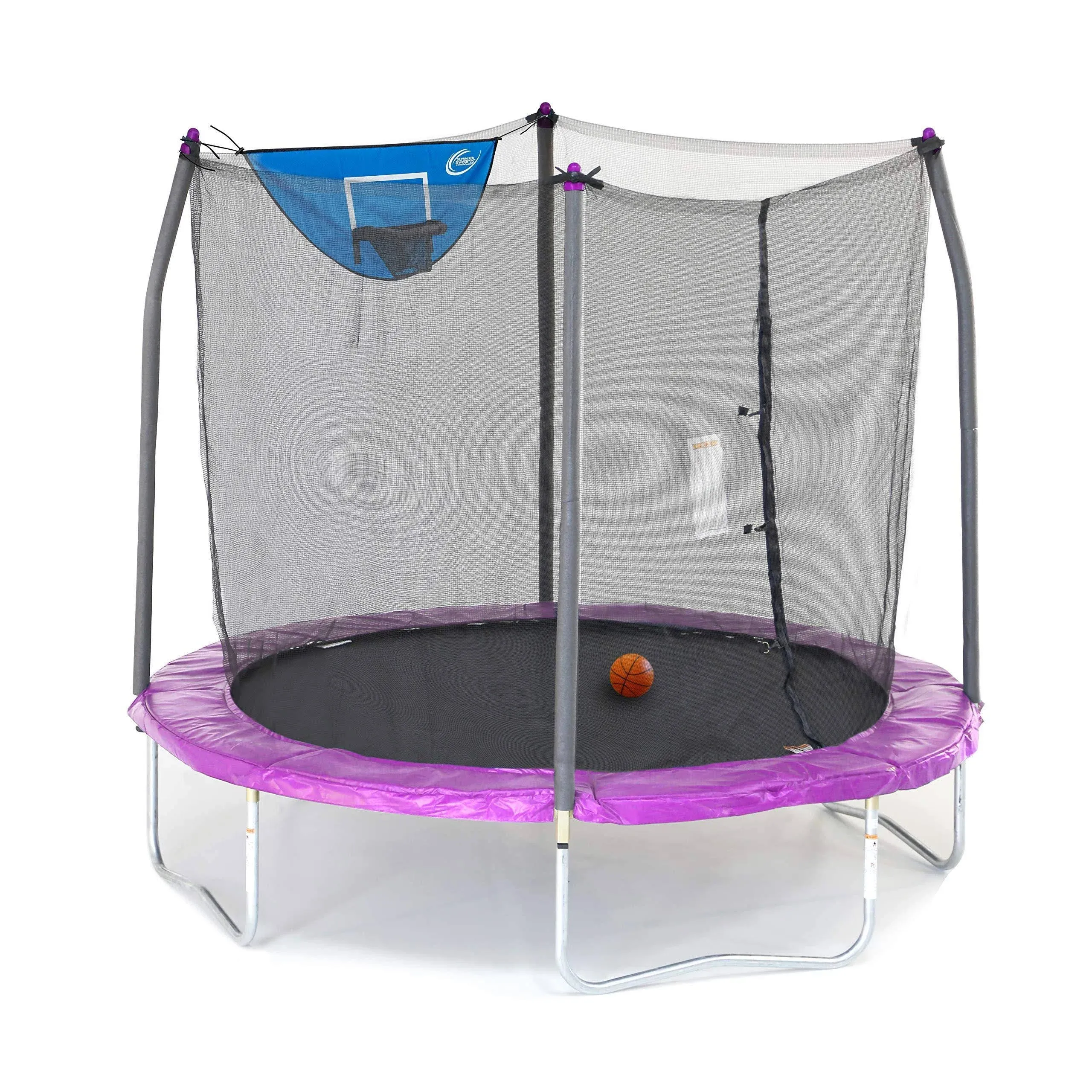 Skywalker Trampoline Outdoor 15 Ft. Jump N’ Dunk Round Outdoor Trampoline with Net, Trampoline Mat, and Basketball Hoop for Trampoline