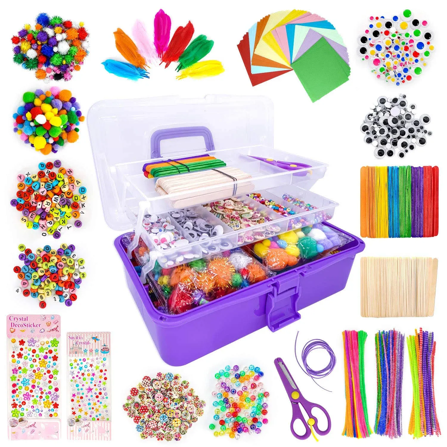 1405 Pcs Art and Craft Supplies for Kids, Toddler DIY Craft Art Supply Set In...