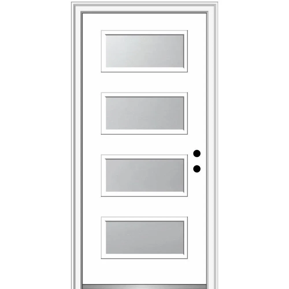 36"x80" 4 Lites Frosted Left-Hand Inswing Primed Fiberglass Door, 4-9/16", 37.5"x81.75" - Contemporary - Front Doors - by Verona Home Design | Houzz