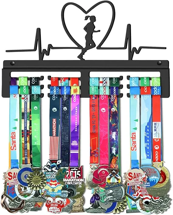 GENOVESE Medal Hanger for Women's Running,Marathon Medals Display Rack,Sturdy Steel Metal Holder,Wall Mount Over 50 Medals