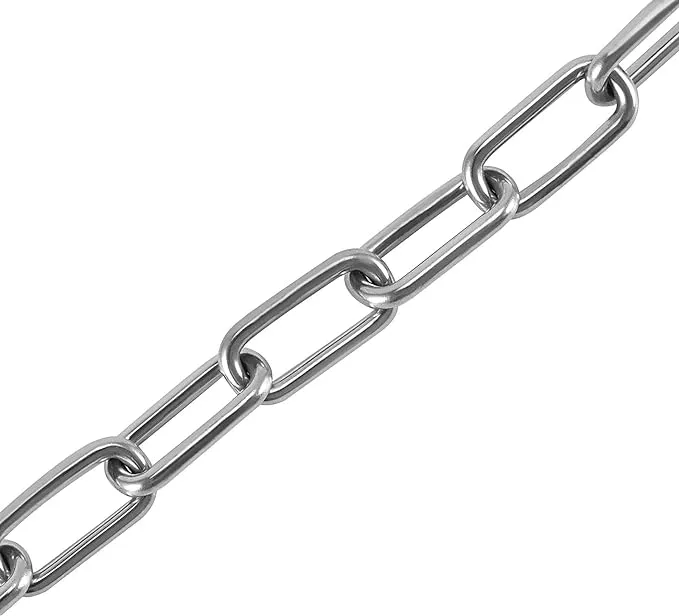 FUNSUEI Stainless Steel Chain, 2mm x 65 Feet, Heavy Duty Metal Chain, Decorative Chains for Clothes Hanging, Guardrail, Lifting Chain, Pet Chain, Anti-Theft Chain, Silver