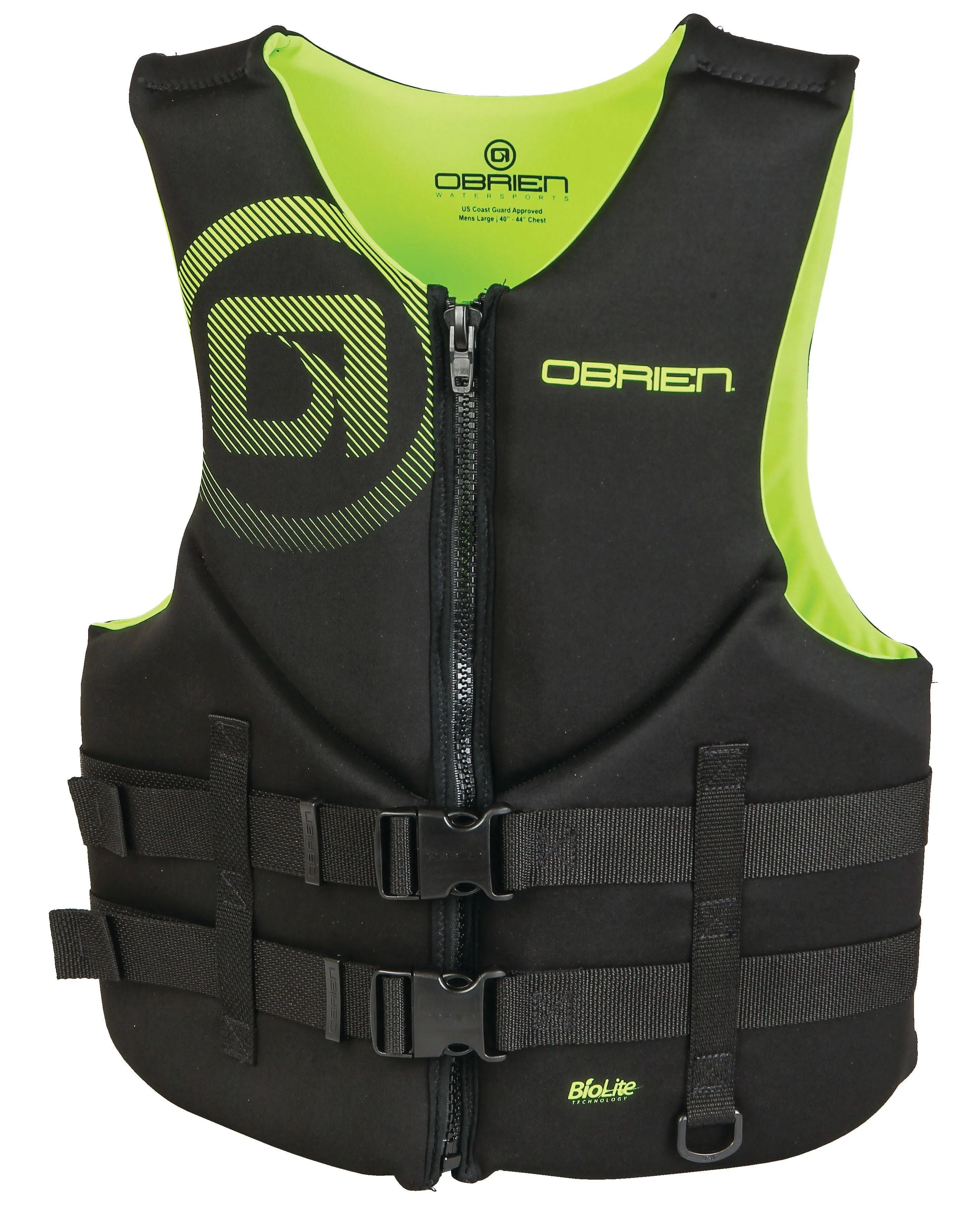 O'Brien Traditional Neoprene Vest for Men Large Black/Yellow