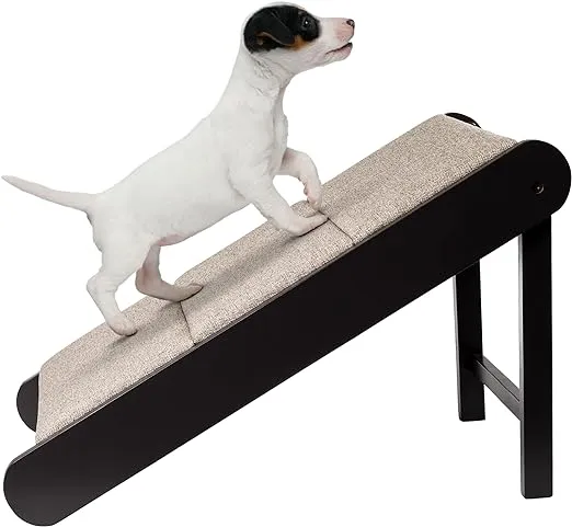 Pet Ramp - Foldable Wooden Dog Ramp for Getting onto Beds, Couches, or Into Vehicles - Dog Accessories for Small Dogs by PETMAKER (Black/Gray)