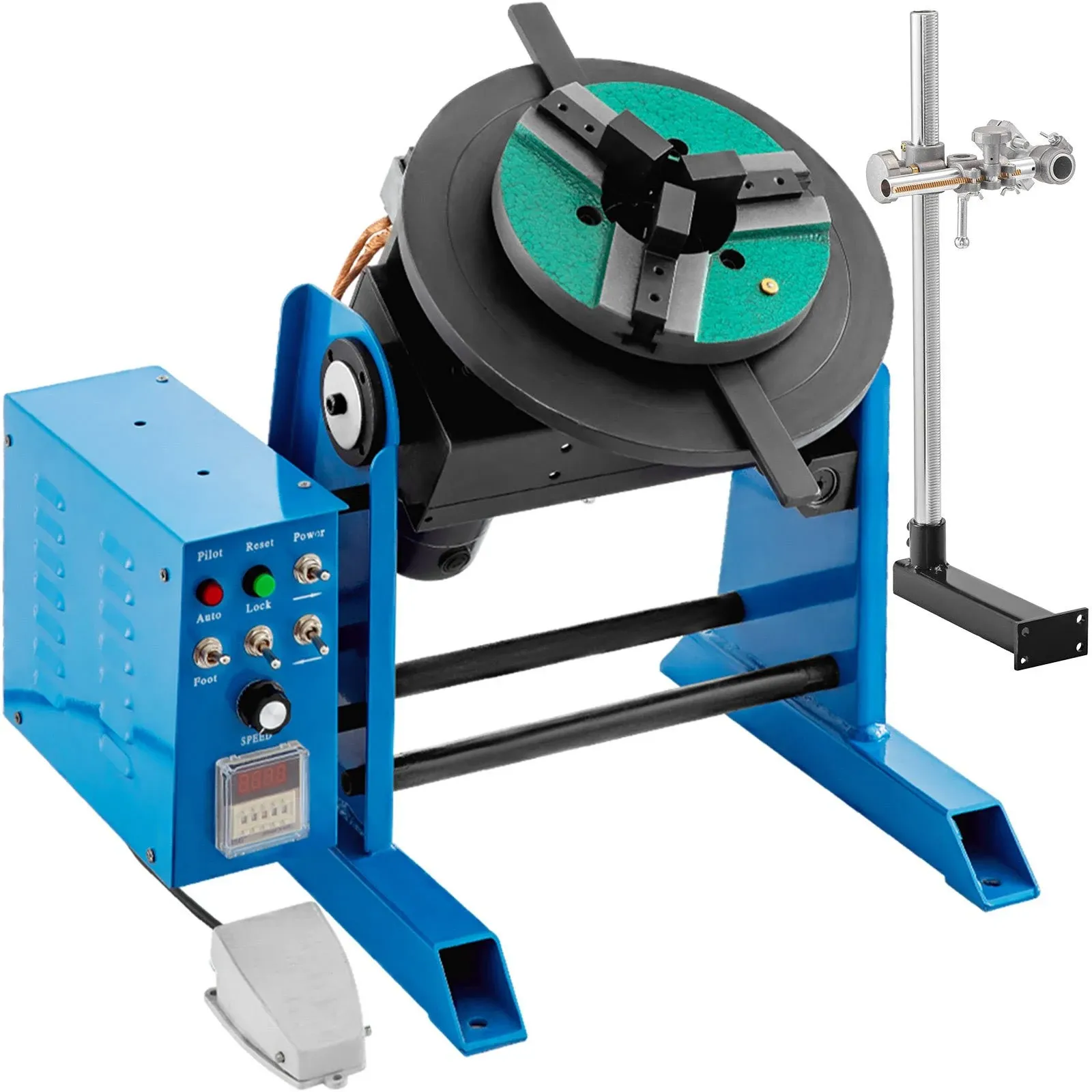 VEVOR Rotary Welding Positioner 30KG, Welder Turntable Table 0-90º Positioning Turntable 1-15 RPM Welder Positioning Machine with 310mm 3-Jaw Lathe Chuck 110V for Cutting, Grinding, Assembly, Testing