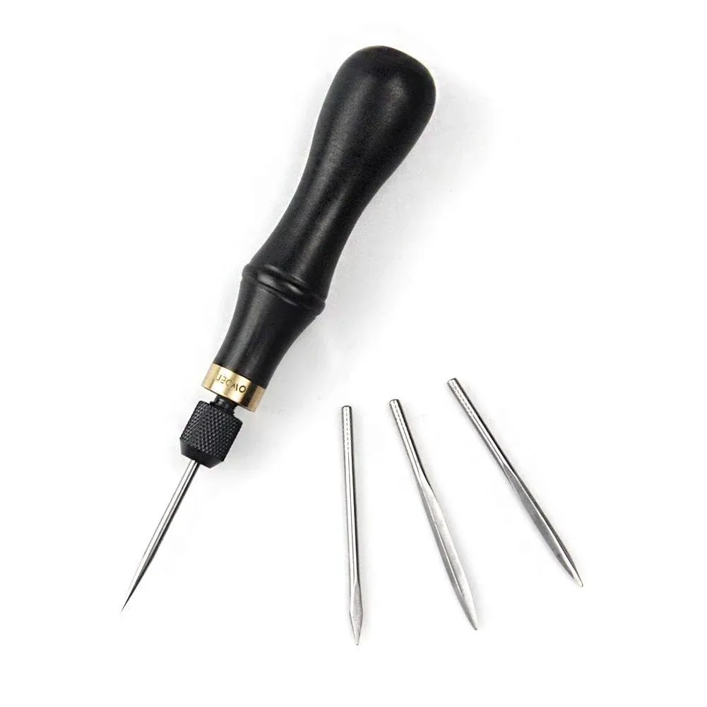 OWDEN Professional leather tool,4 in 1 awl tool set for leathercraft