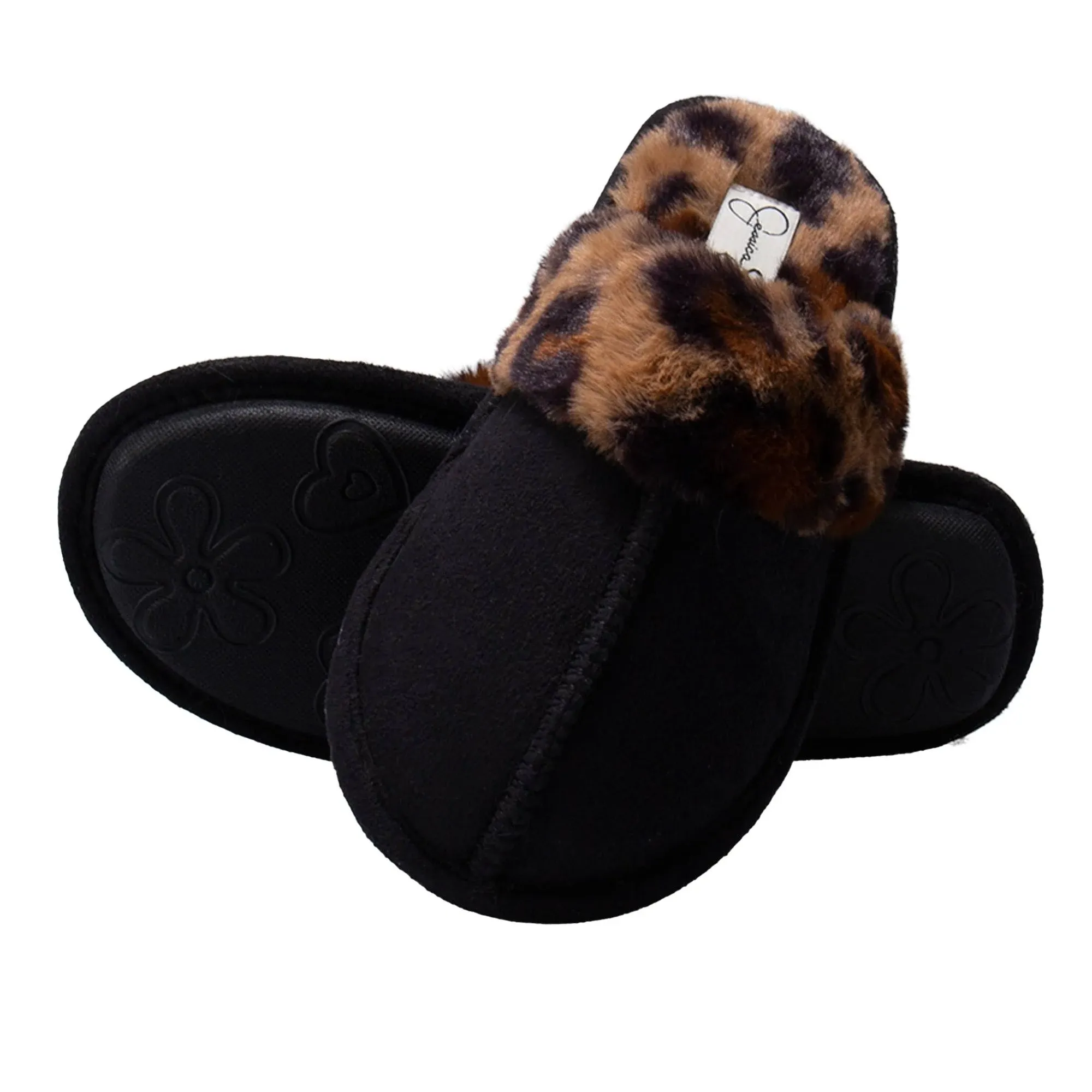 Jessica Simpson Girls Comfy Slippers - Cute Faux Fur Slip-on Shoes Memory Foam House Slipper