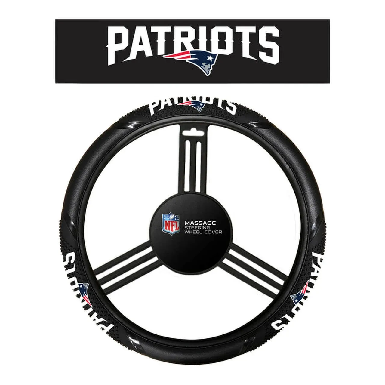 NFL New England Patriots Massage Grip Steering Wheel Cover