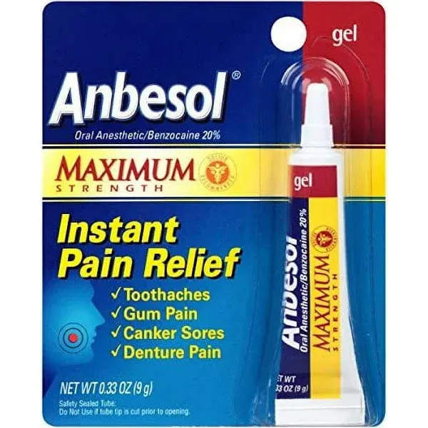 Anbesol Maximum Strength Oral Anesthetic Gel 0.33 Ounce(Pack of 3)