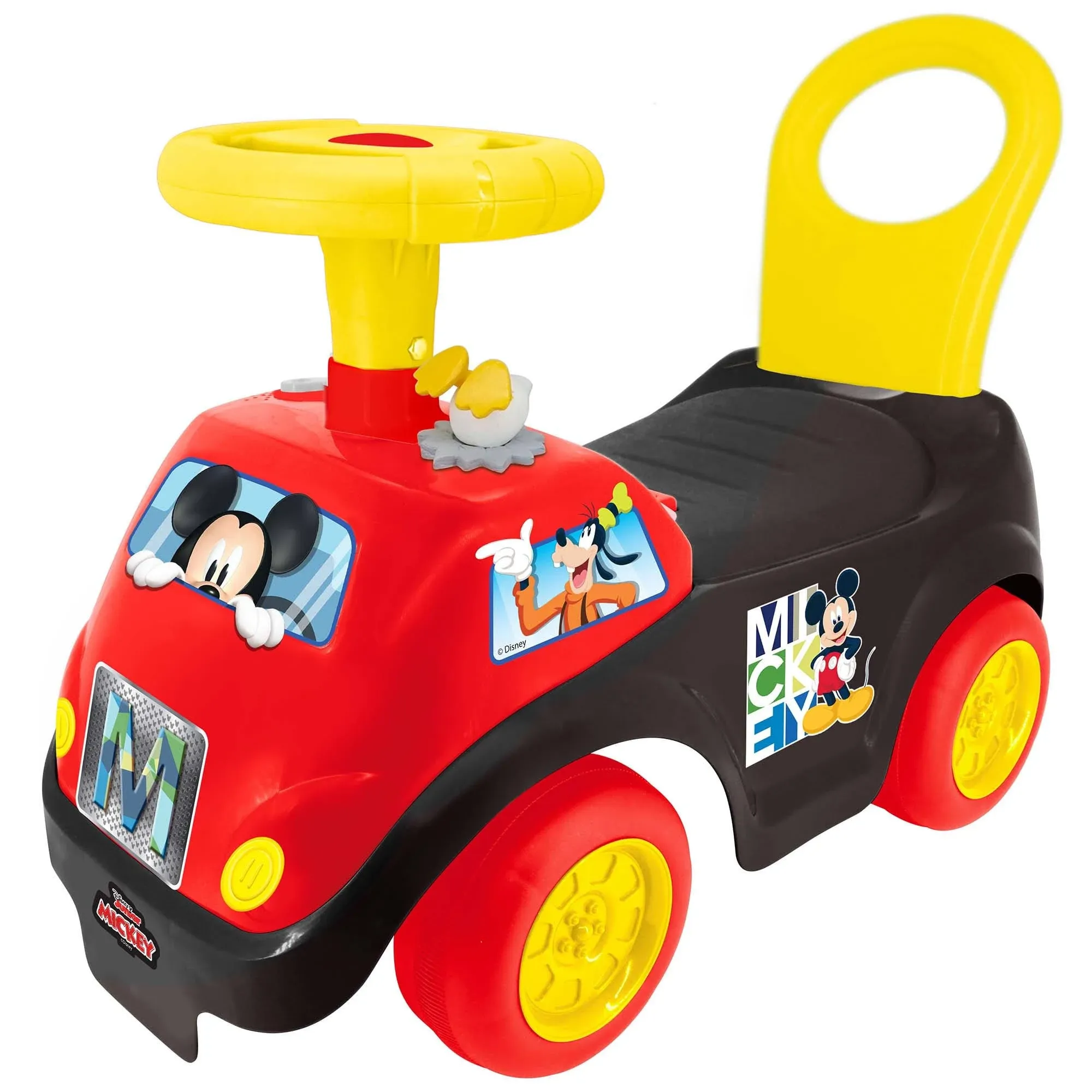 Disney's Mickey Mouse Lights 'n' Sounds Ride-On Push Toy Car by Kiddieland, Multi