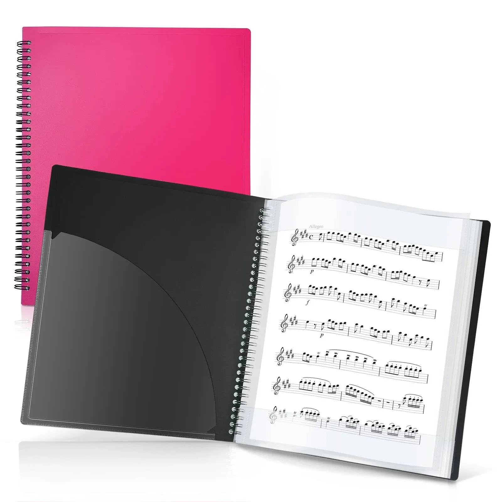 Cranbury Sheet Music Folder 8.5x11 - Dual Use Music Holder (Pink), Store Inside 24 Protective Sleeves or Write on Exposed Pages Outside Sleeves, 8.5