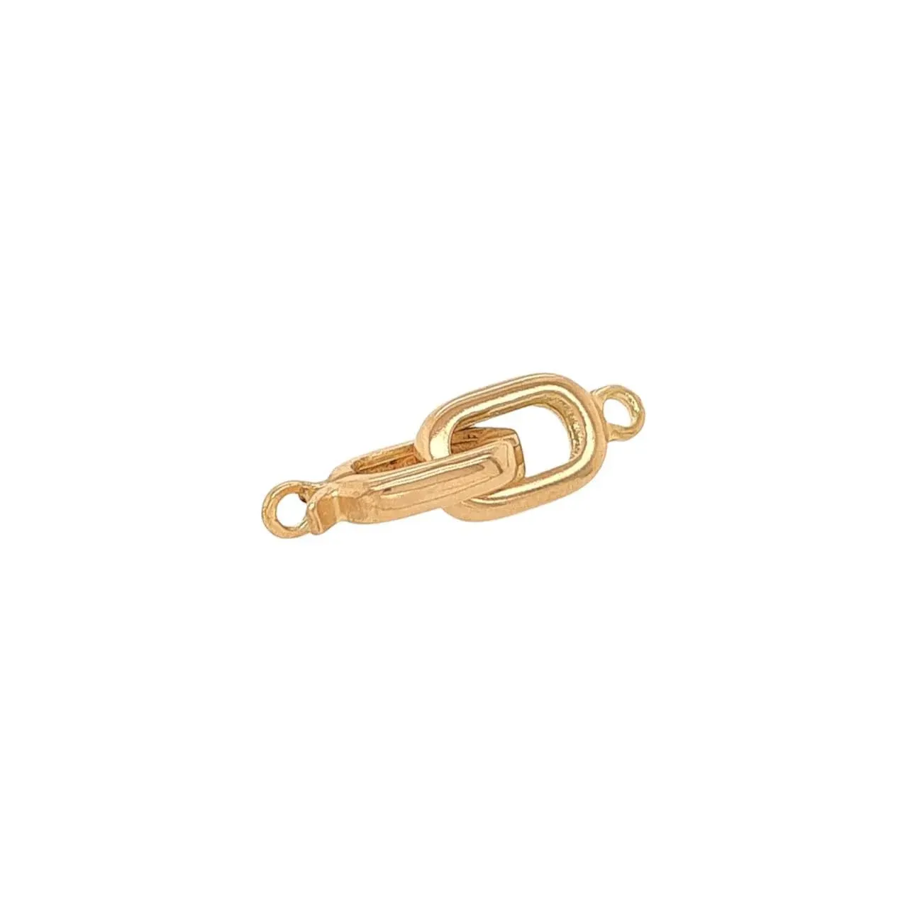 14K Solid Yellow Gold Rounded Rectangle Hinged Hook &amp; Eye Clasp Snap Clasp