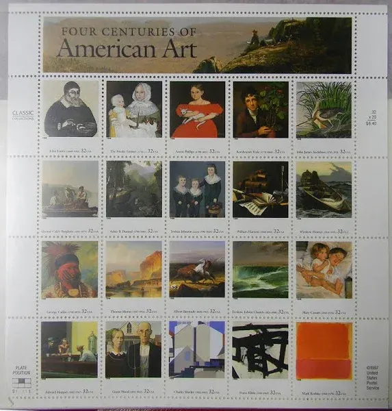 Four Centuries of American Art Sheet of 20 32 Cent Stamps Scott 3236