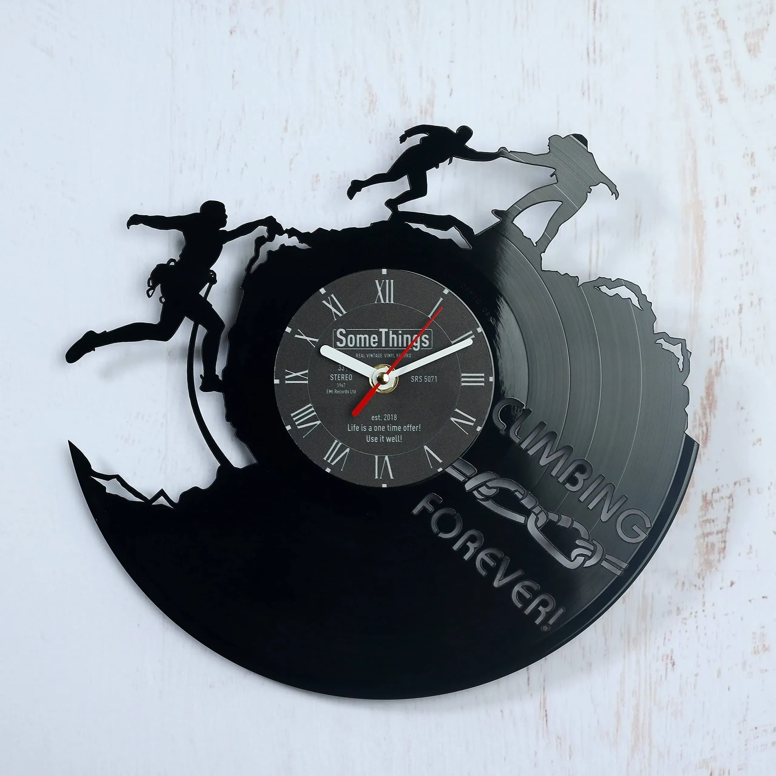 Climbing Vinyl Record Clock - Rock Climbing Gifts for Climbers Men Women Kids...