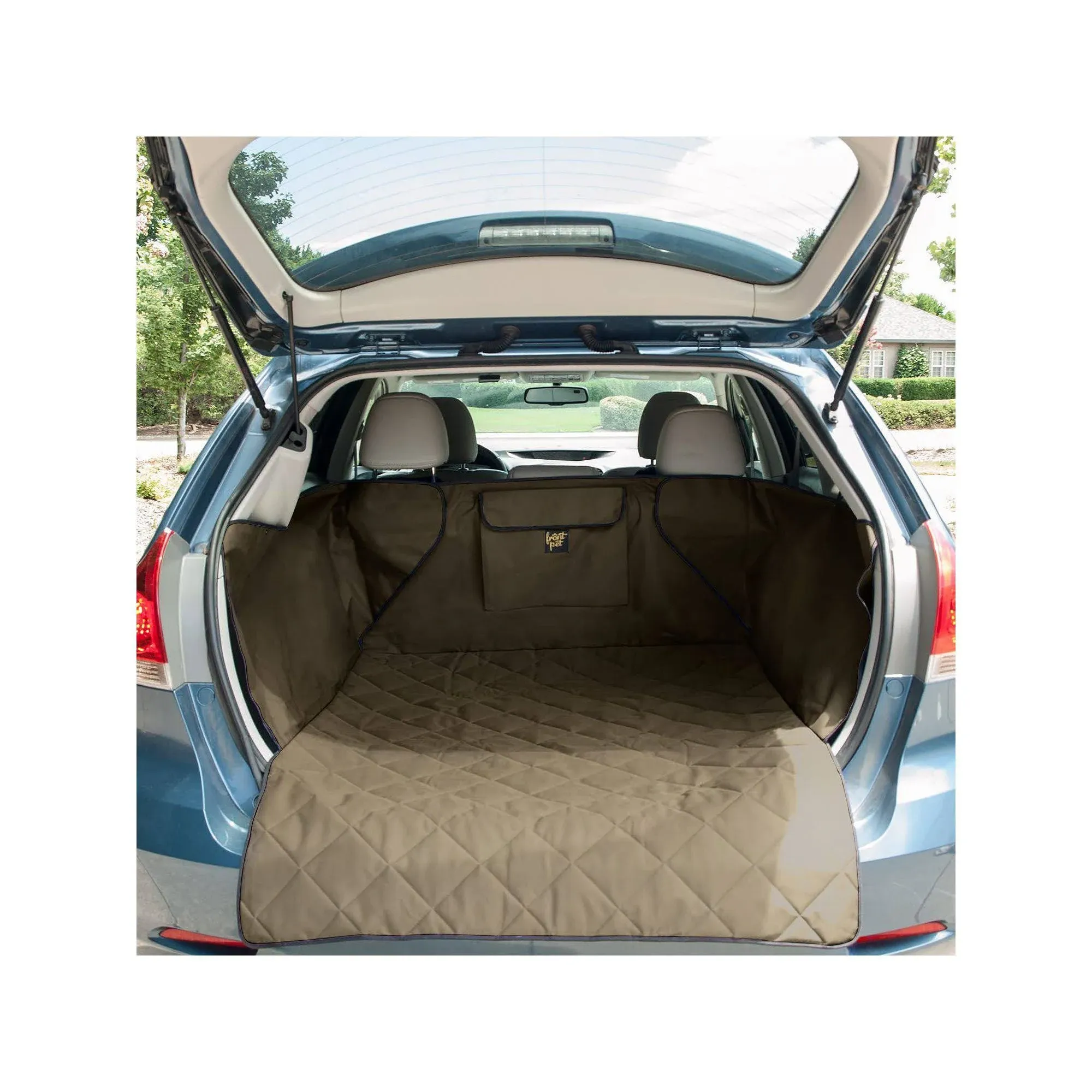 FrontPet Large Adjustable Padded Quilt Interior SUV Cargo Cover Pet Liner, Tan