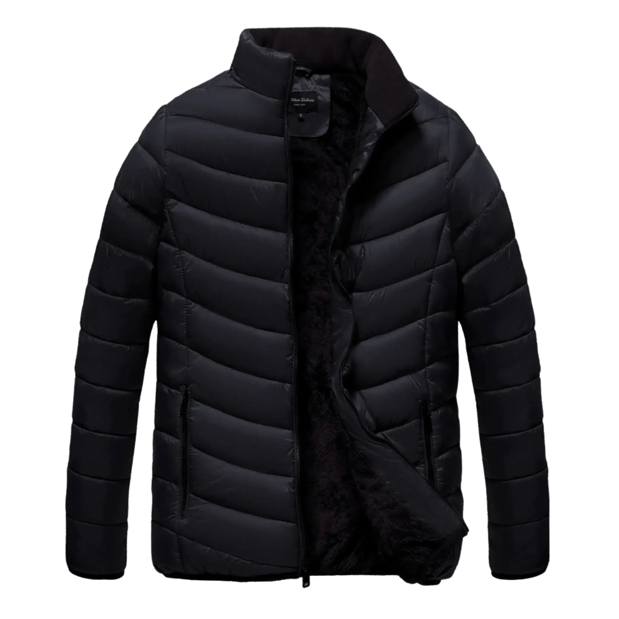 Quilted Men's Winter Bubble Puffer Jacket with Faux Fur Lining Clearance