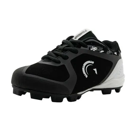 Guardian Blaze Low Top Youth Baseball Cleats Boys Girls Softball Rubber Turf Little League Shoes - Black Gray White Size 12