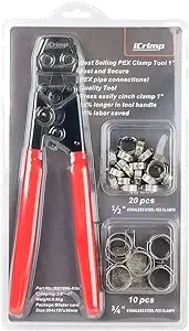 Iwiss PEX Cinch Clamp Crimping Tool for Stainless Steel Clamps from 3/8-Inch to 1 ...