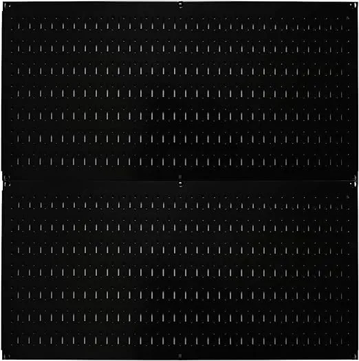 Wall Control Pegboard Rack Horizontal Metal Pegboard Garage Tool Storage Pack - Two 32-Inch Wide x 16-Inch Tall Easy To Install Peg Boards (Black)