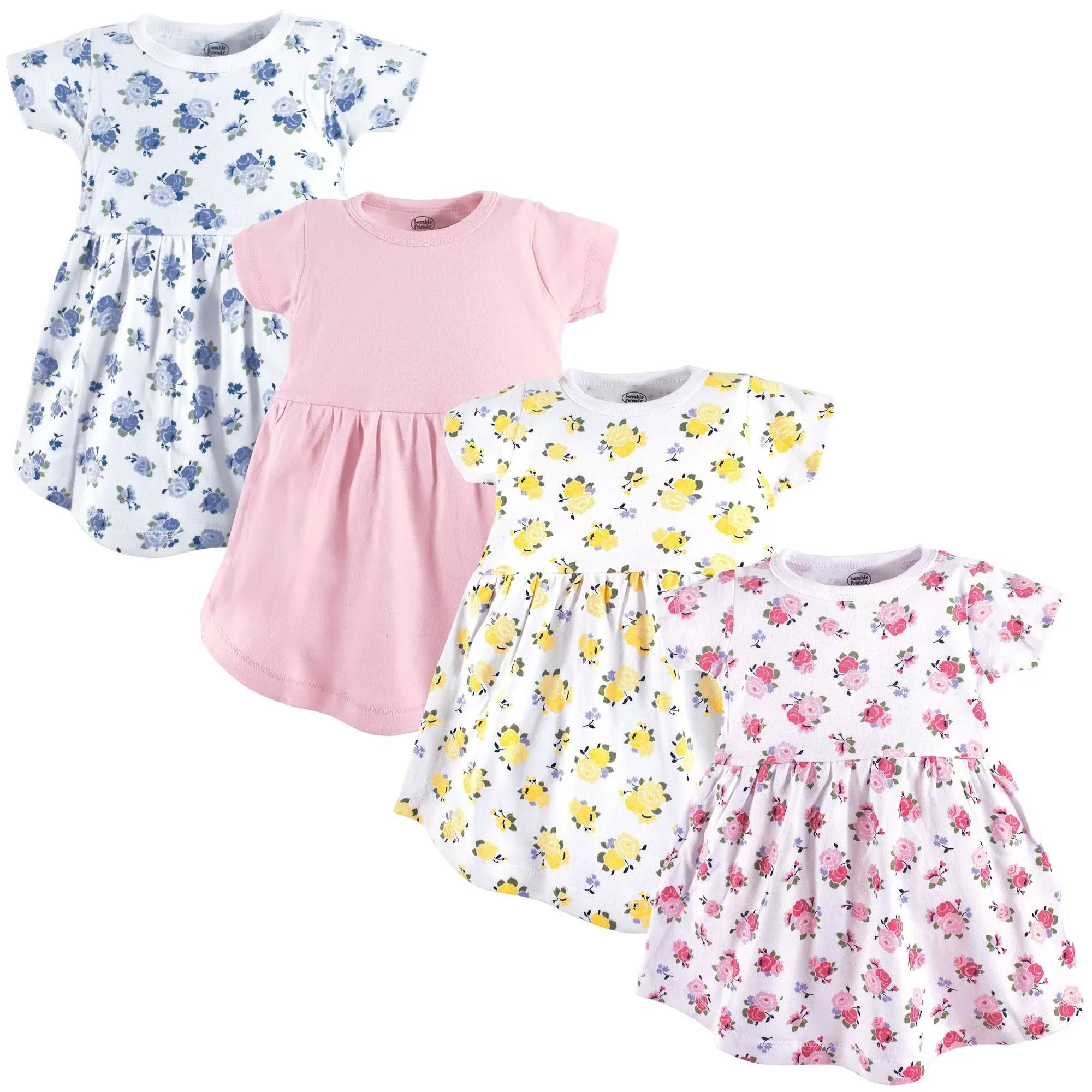 Luvable Friends Baby Girls Cotton Dress, Floral, 18-24 Months