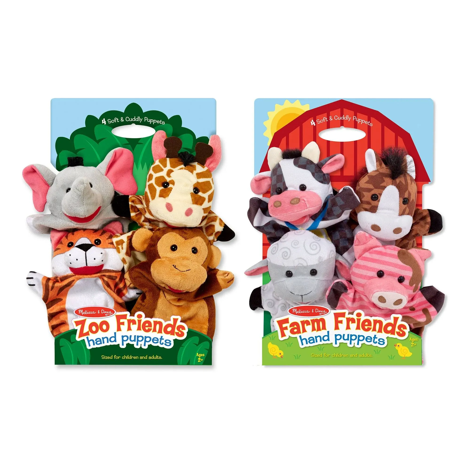 Melissa & Doug Farm & Zoo Friends Hand Puppets Set, Multicolor