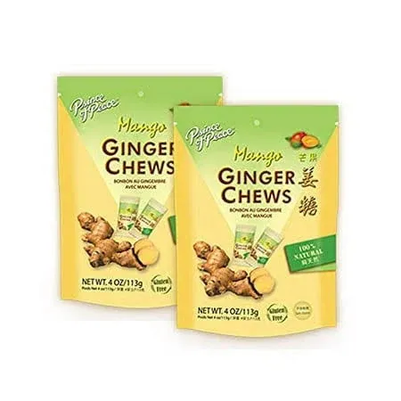 Prince of Peace Original Ginger Chews, 4 oz. – Candied Ginger – Candy Pack – Ginger Chews Candy – Natural Candy – 5 Pack