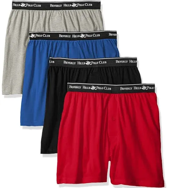 Beverly Hills Polo Club Men's 4 Pack Knit Boxer