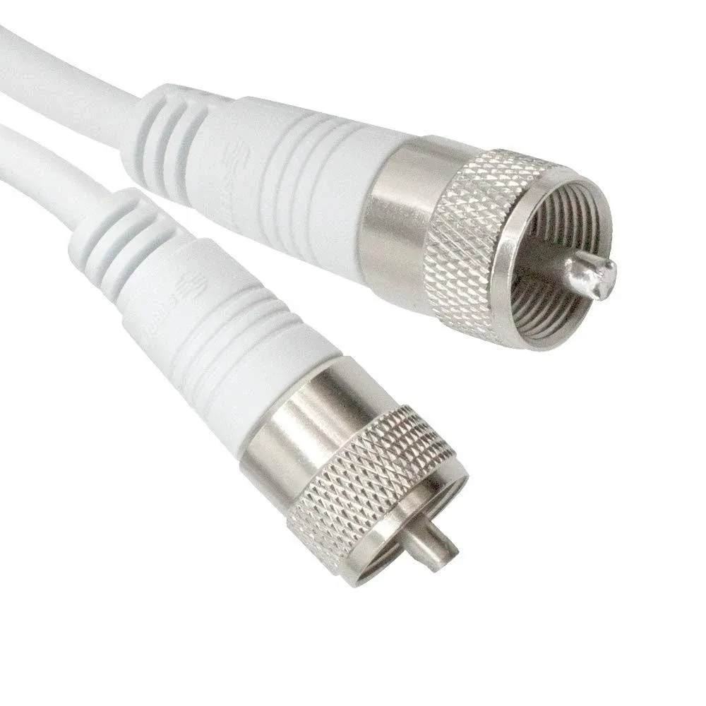 Steren 75 ft White RG8X Mini-8 Coax Coaxial PL259 UHF Ham CB Radio Antenna Cable