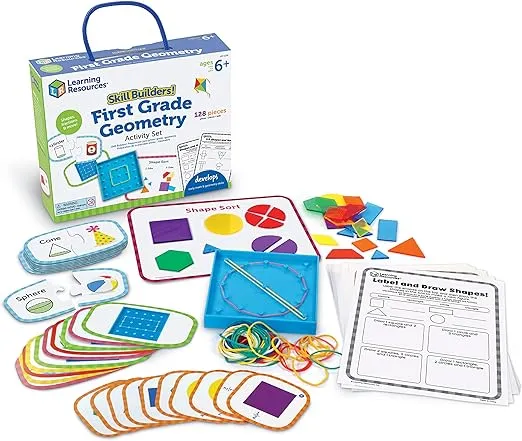 Skill Builders! 1st Grade Geometry, Homeschool Curriculum, First Grade Learning Games, First Grade Learning Materials, Back to School,128 Pieces, Age 6+