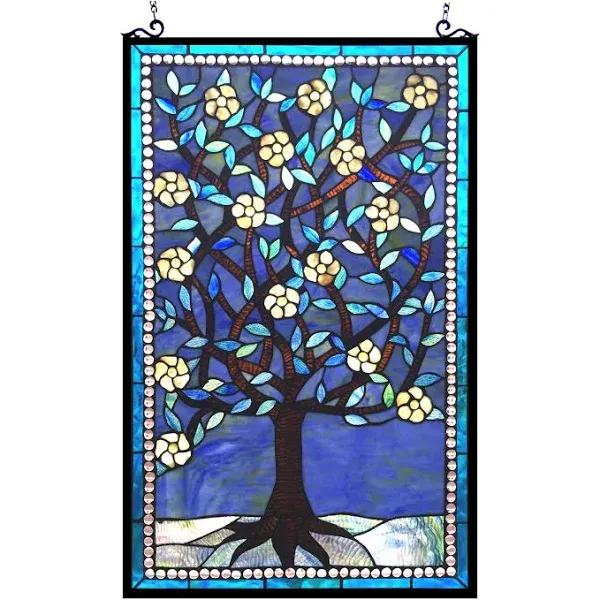 Chloe Lighting Woodley Tiffany-glass Tree of Life Window Panel 20x32