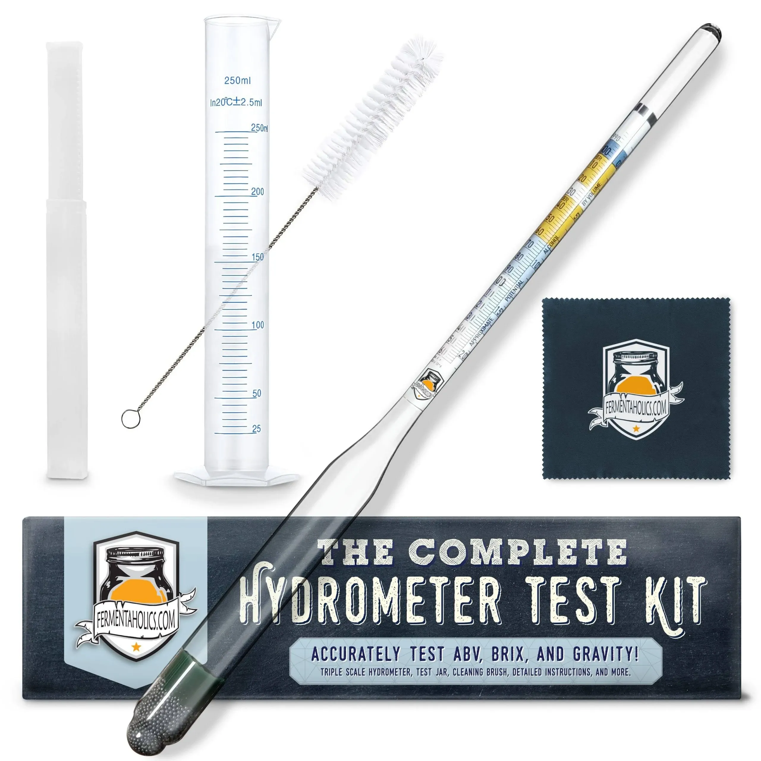 Fermentaholics Triple Scale Hydrometer Test Kit | Hydrometer Test Jar Kit | Make Wine, Beer, Mead, Cider, and More | Measure ABV, Brix, and Specific Gravity (Hydrometer Test Kit - Plastic Test Jar)