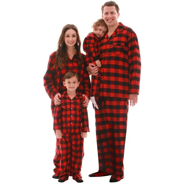 # Followme Family Pajamas Buffalo Plaid Button-Front Microfleece Pajamas Set