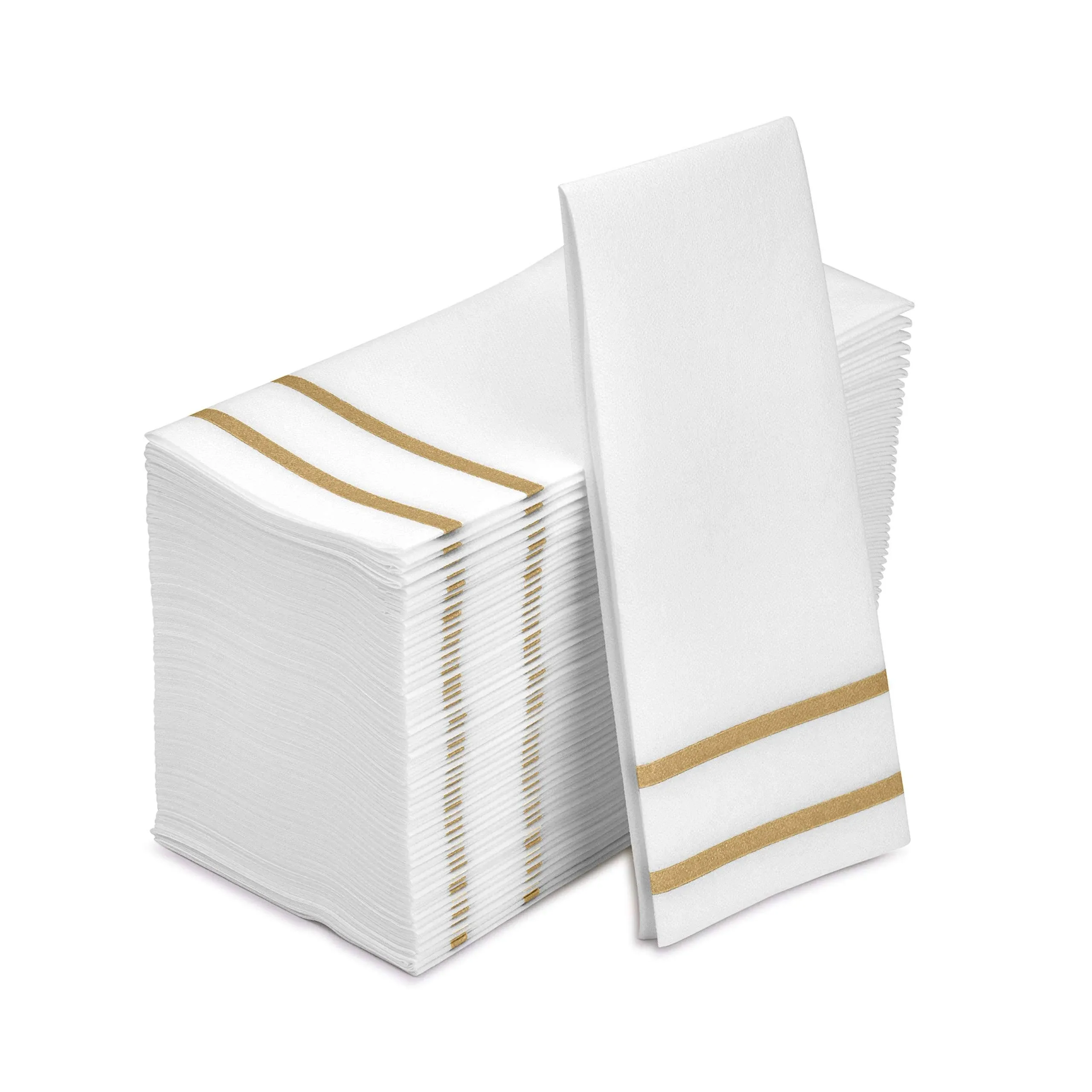 Disposable Hand Towels For Bathroom, Gold Design 50 Linen-Feel Guest Towels –