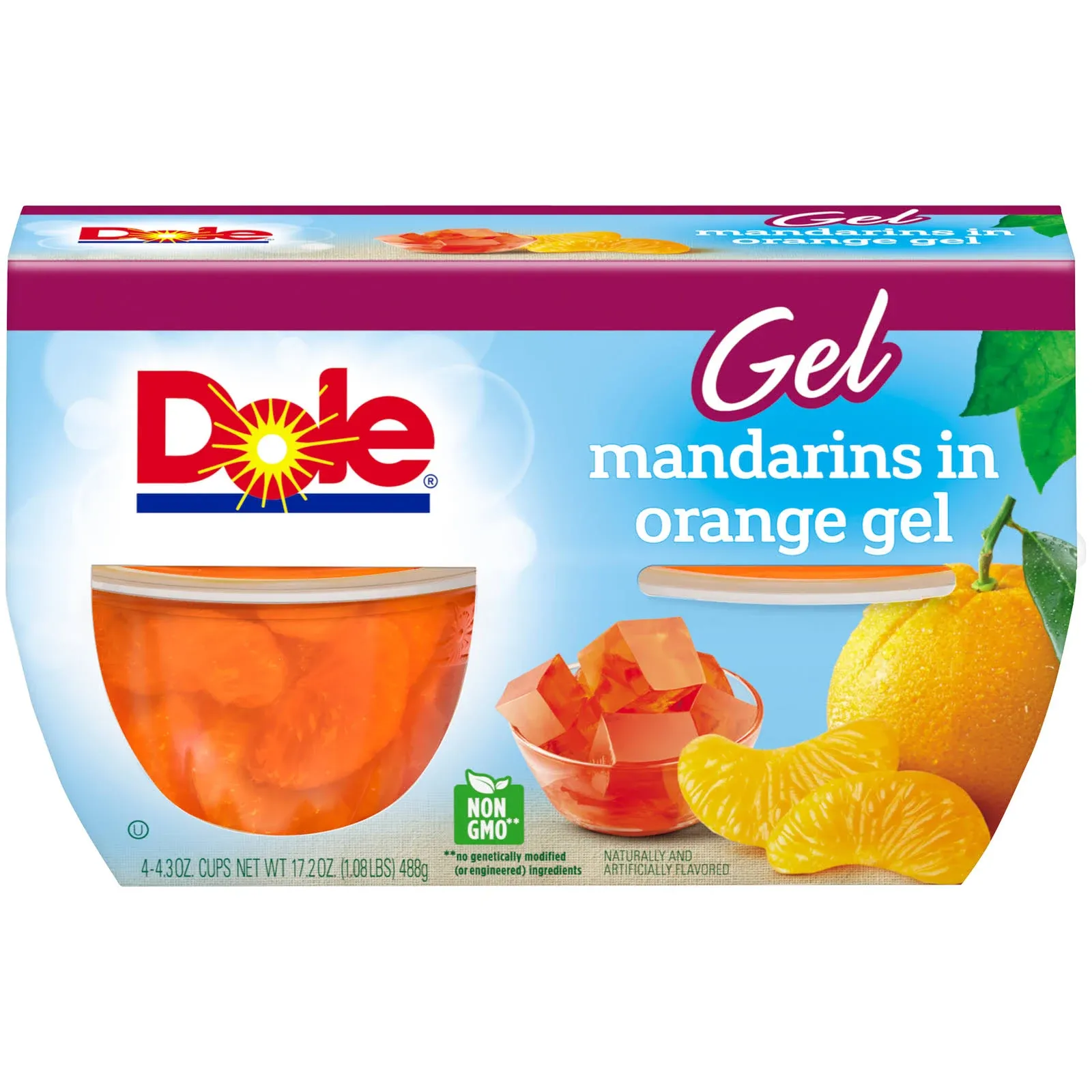 Dole Fruit Bowls Mandarins in Orange Flavored Gel Snacks, 4.3oz 24 Total Cups, Gluten & Dairy Free, Bulk Lunch Snacks for Kids & Adults